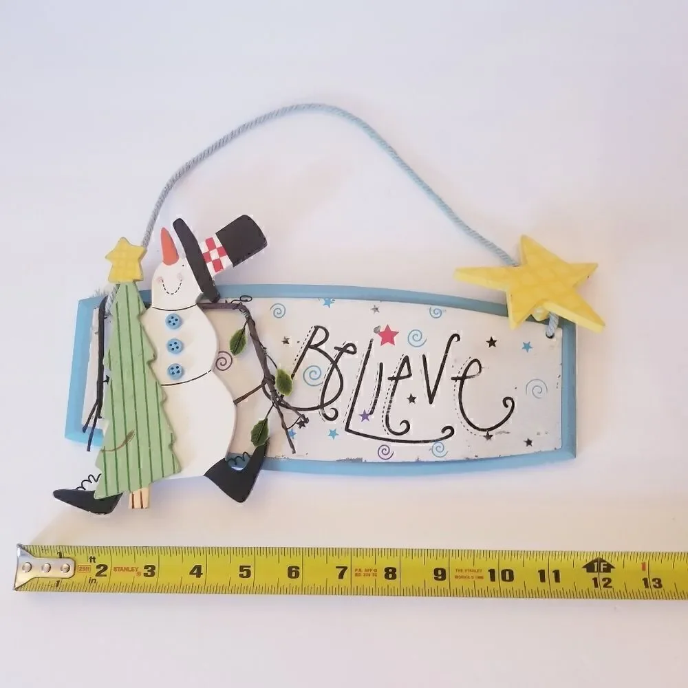 Wooden snowman Beleive Christmas Decoration